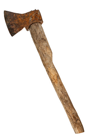 Old chopping axe. Old Vintage Axe isolated on a White Background.の写真素材