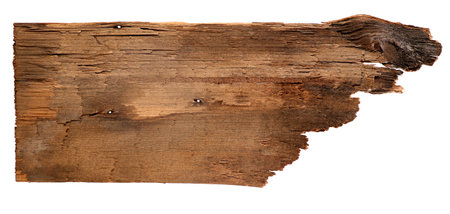 old wooden boards isolated on white background. close up of an empty wooden sign on white background with clipping pathの写真素材