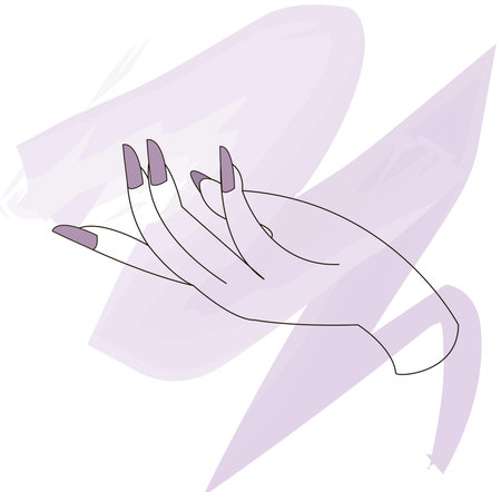 Vector hand painted graphic illustration with black contour hand paint with nails and pink brush stroke on the transparent background for icon highlights designのイラスト素材