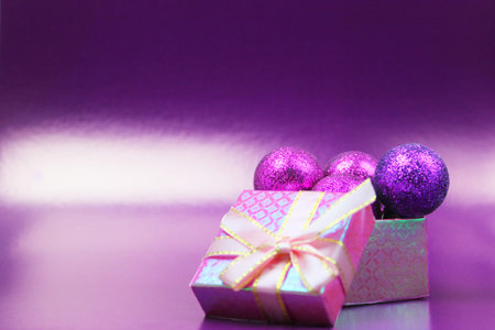 Christmas decorations, colorful balls, tinsel, sparkles, mockup, place for text,