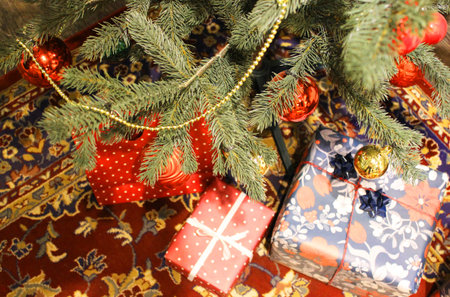 Christmas tree pine place for lettering christmas background New Years still life, Christmas tree...