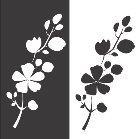 Flowers on black and white background for postcard, textileのイラスト素材
