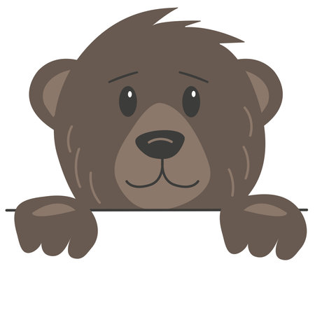 Brown bear head with paws isolated on white backgroundのイラスト素材