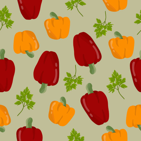 Seamless pattern with red and yellow bell pepperのイラスト素材