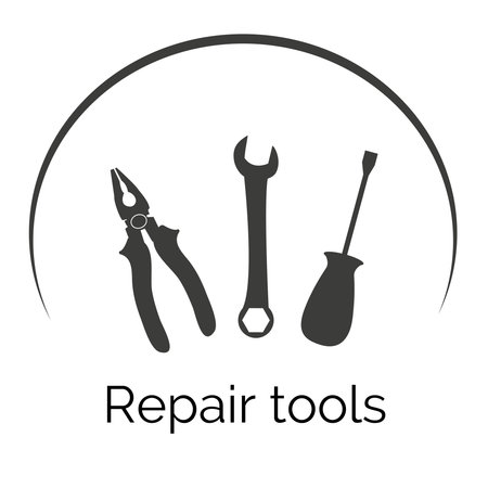 Repair tools silhouette icon set, isolated on white background. Vector illustrationのイラスト素材