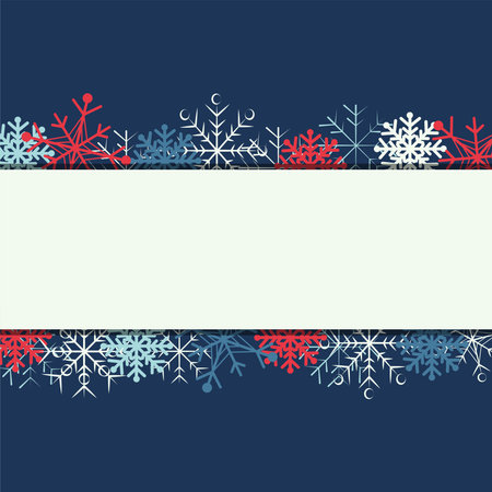 Winter border with snowflake and space for text. Christmas card on blue background. Vector illustrationのイラスト素材