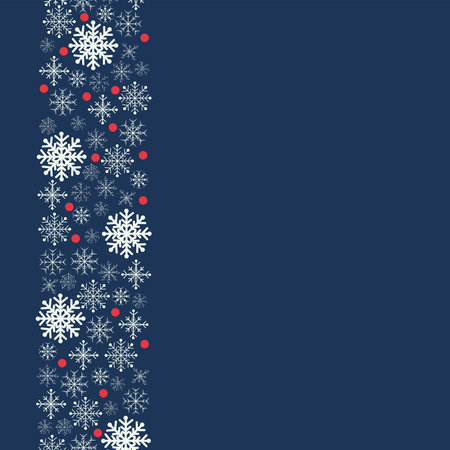 Winter border with snowflake and space for text. Christmas card on blue background. Vector illustrationのイラスト素材