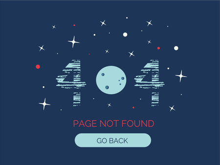 404 error page not found. Concept for website with texture numbers, moon and stars. Flat vector illustration on blue backgroundのイラスト素材