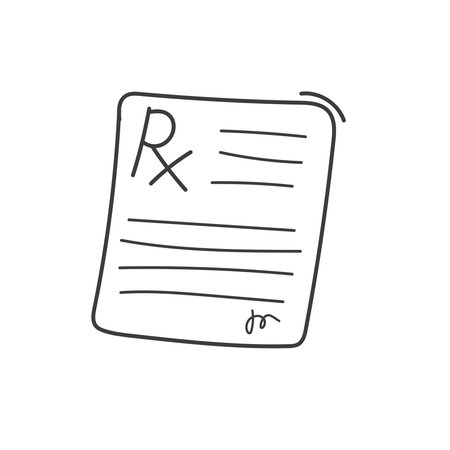 Prescription medical blanc, hand drawn Rx form isolated on white backgroundのイラスト素材