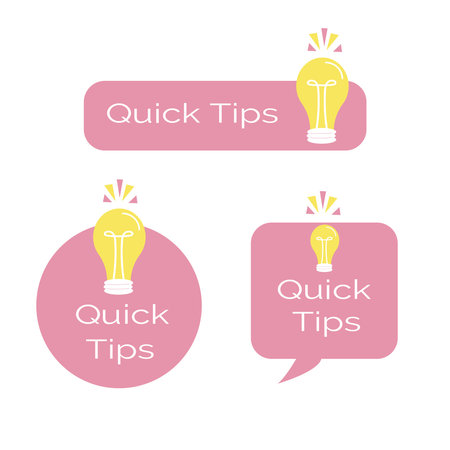 Quick tips information button. Message icons with lightbulb set. Pink template isolated on white background. Vector illustrationのイラスト素材