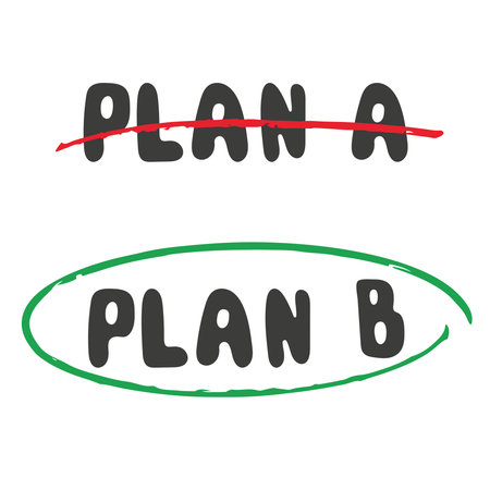 Plan A vs plan B choosing between two paths, action planning. Flat vector illustrationのイラスト素材