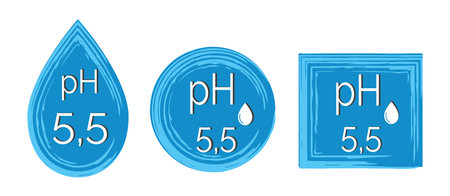 pH 5.5 icon set. Dermatology symbol isolated on white background. Flat vector illustrationのイラスト素材