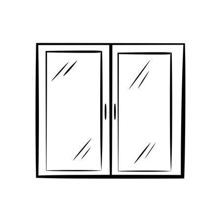 Window close sketch, hand drawing vector illustration isolated on white backgroundのイラスト素材