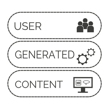 User generated content icon. Black silhouette concept UGC. Isolated on white backgroundのイラスト素材