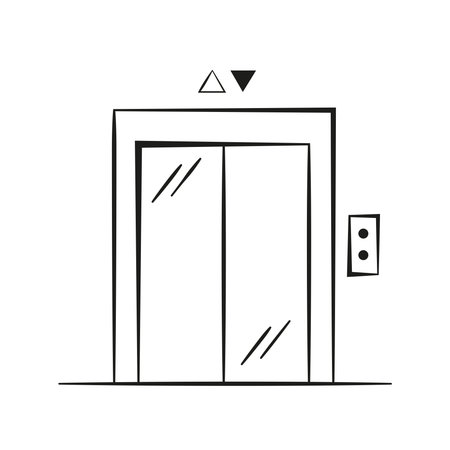 Home passenger elevator. Device for lifting and lowering people, line art.のイラスト素材