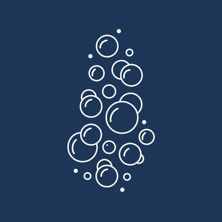 Foam bubbles on a blue background. Template of air bubbles in waterのイラスト素材