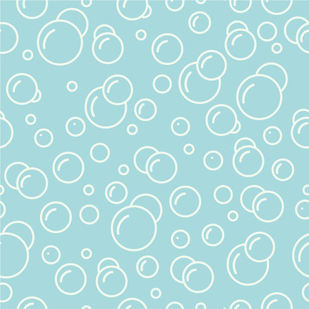 Foam bubbles on a blue background. Seamless pattern of air bubbles in waterのイラスト素材