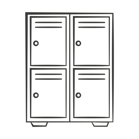 School locker doodle icon. Outline vector illustration isolated on white backgroundのイラスト素材