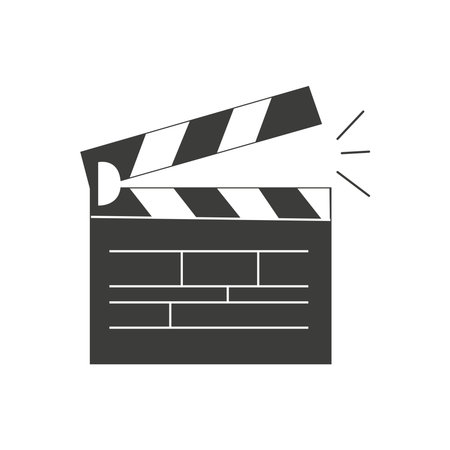 Linear clapper icon for the movie. A firecracker for filmmaking. Board for a film set vector illustration isolated on white backgroundのイラスト素材