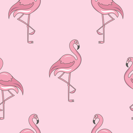 Seamless pattern with flamingo on pink background.のイラスト素材