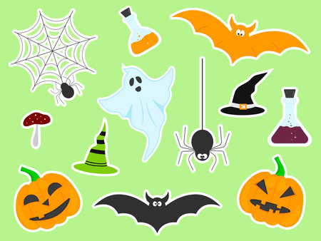 Set of fun halloween stickersのイラスト素材