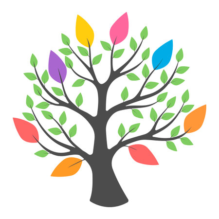 Family tree with colored leavesのイラスト素材