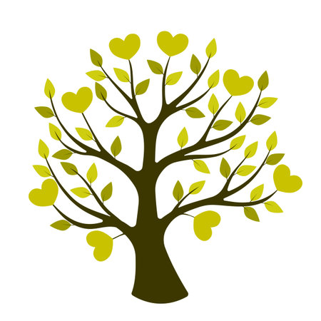 Family tree with leaves and heartsのイラスト素材