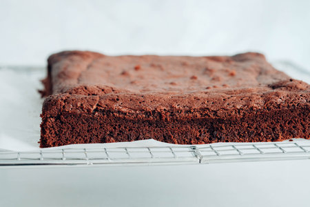 Chocolate brownie on white background.の写真素材