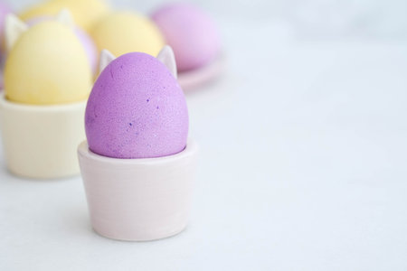 Decoration Easter Eggs with copy space. Happy Easter.の写真素材