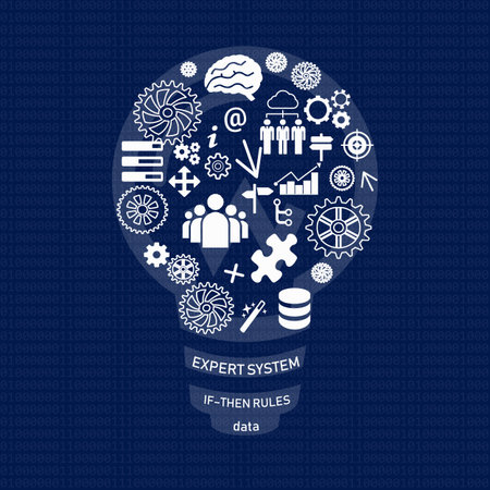 Lamp. Expert system web vector design. Concept. Dark backgroundのイラスト素材