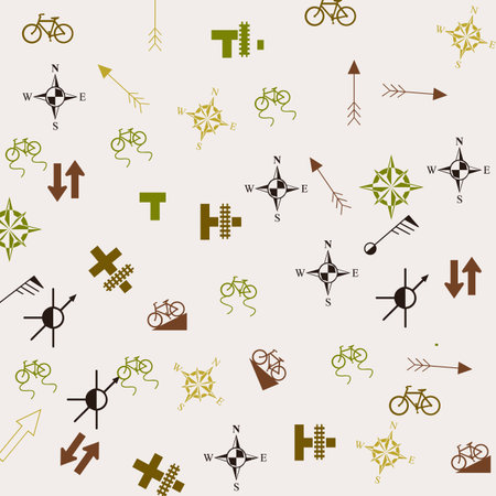 Pattern with topographic icons. Vector abstract illustration with arrowsのイラスト素材