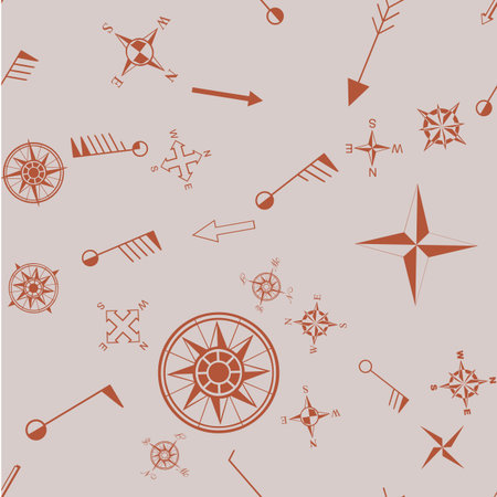Streamless pattern with topographic icompass and arrow consのイラスト素材
