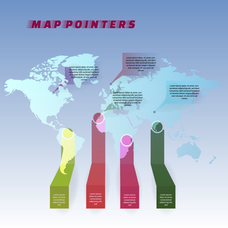 World map with location icons. Vector illustrationのイラスト素材