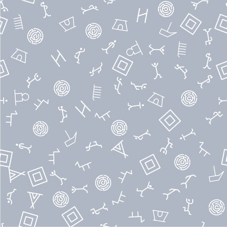 Vector flat  archaeological texture streamless pattern  on light backgroundのイラスト素材