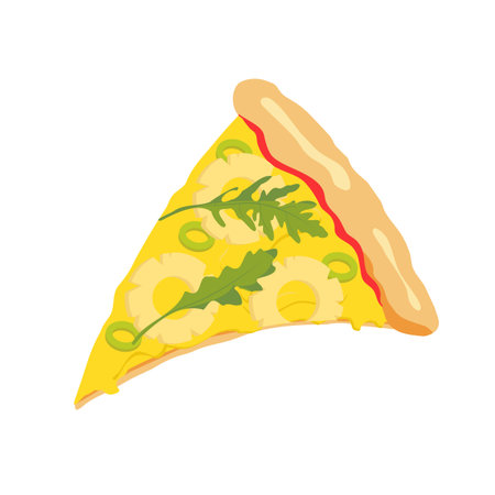 Delicious pizza with pineapple. Hawaiian pizza.Vector isolated illustration. The concept snack, fast food.のイラスト素材