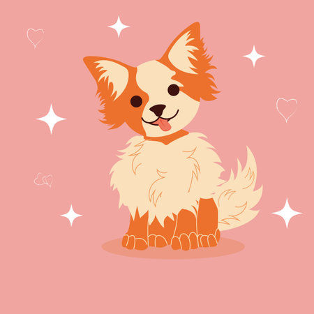 Charming puppy on a pink background. vector illustration.のイラスト素材