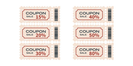Set of promotional coupons in retro style. Coupon set, discount coupon. Y2K. hand style. vector illustrationのイラスト素材