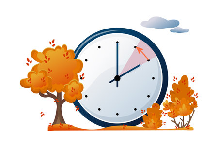 The concept of the transition to winter time. Autumn hours. The clock hand switches to winter time....