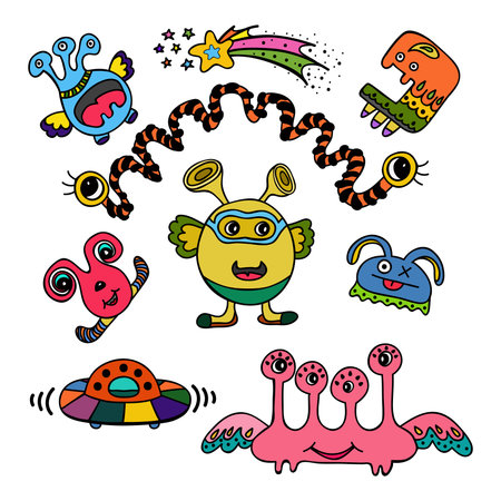 Cute monster set collection isolated on white backgroundのイラスト素材