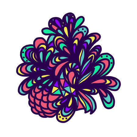 Hand drawn doodles illustration. Colorful with abstract raspberry. Can be used for your design. Vector illustrationのイラスト素材