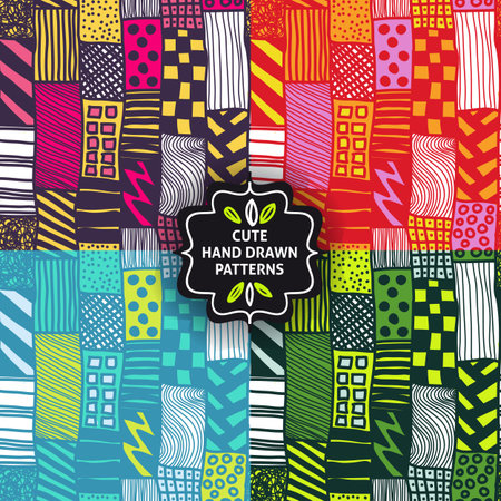 Vector seamless simple pattern set. Modern stylish texture. Repeating abstract background.のイラスト素材