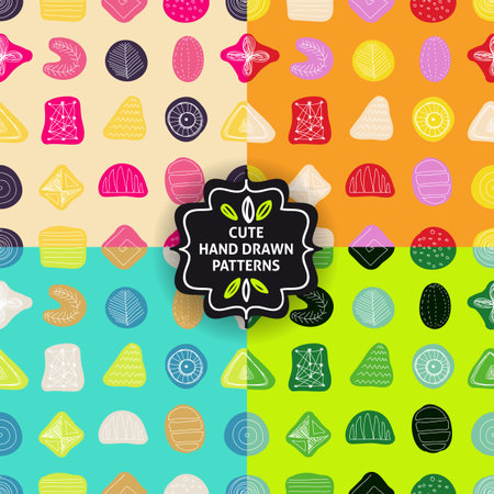 Vector seamless simple pattern set. Modern stylish texture. Repeating abstract background.のイラスト素材