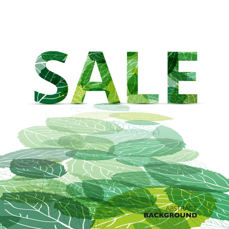 Natural background. Vector background with green leaves. Vector illustration. Saleのイラスト素材