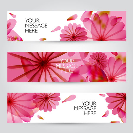 Vector banners set. Floral and plant backgrounds collection.のイラスト素材