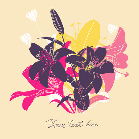 Vector Floral card with place for your text. Stylish background with flower.のイラスト素材