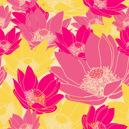Vector seamless floral pattern. Endless texture with flowers.のイラスト素材