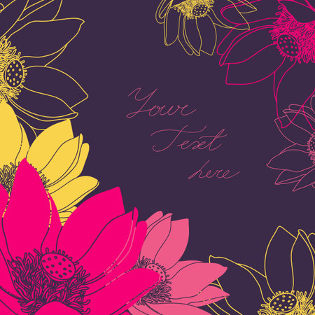 Vector Floral card with place for your text. Stylish background with flower.のイラスト素材