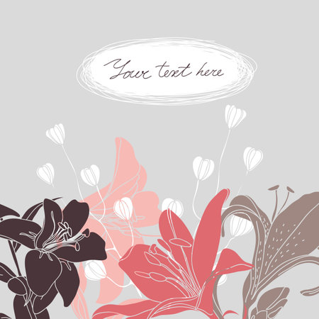 Vector Floral card with place for your text. Stylish background with flower.のイラスト素材