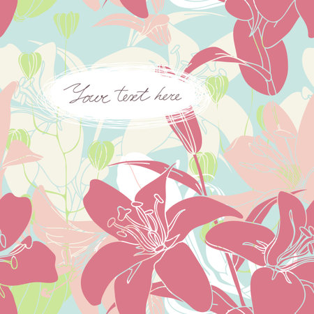 Vector Floral card with place for your text. Stylish background with flower.のイラスト素材