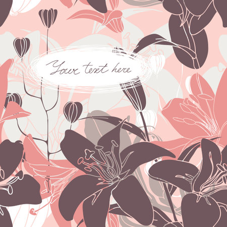 Vector Floral card with place for your text. Stylish background with flower.のイラスト素材